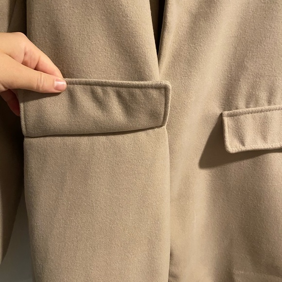 🐶 NWT Boohoo Collarless Wool Look Coat - Picture 7 of 14